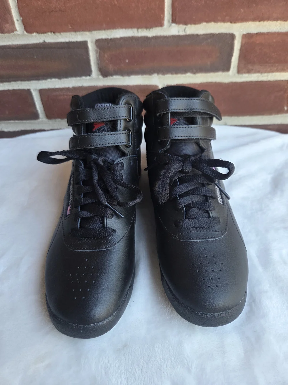 Reebok Classic Freestyle Hi Black Leather High Top Sneakers Women's US 8